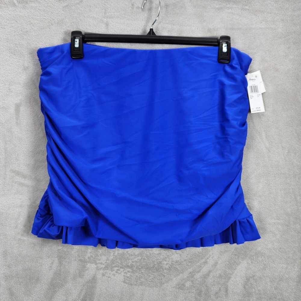 Raisins Curve Echo Skirt Swim Bottom Blue Ruched Ruffle Plus Size‎ 24W M840068